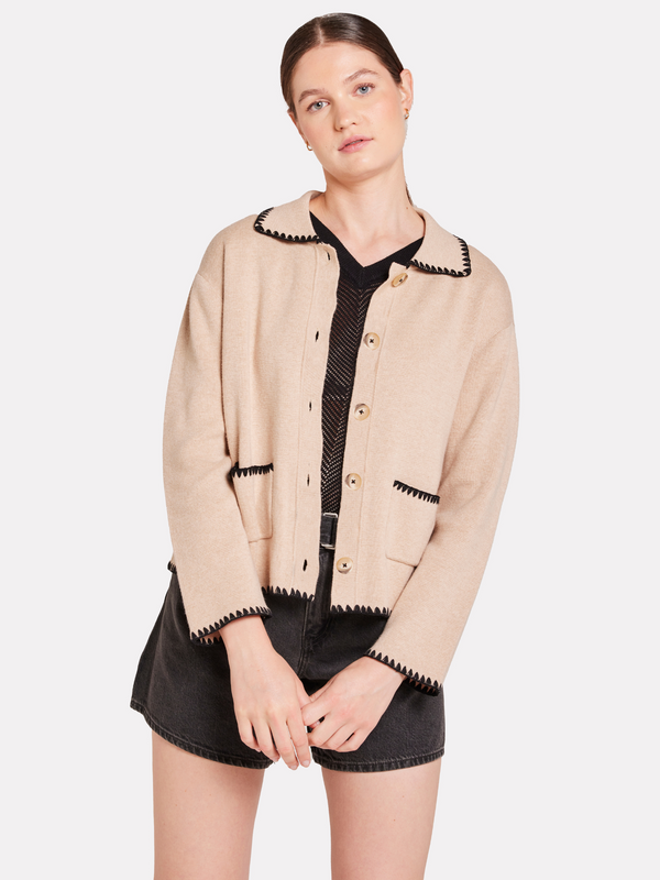 brodie Stitch Pop Jean Jacket CREMA