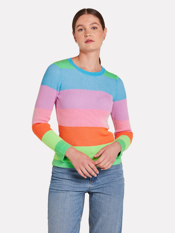 Brodie Stripe Plaited Crew GREY TONES