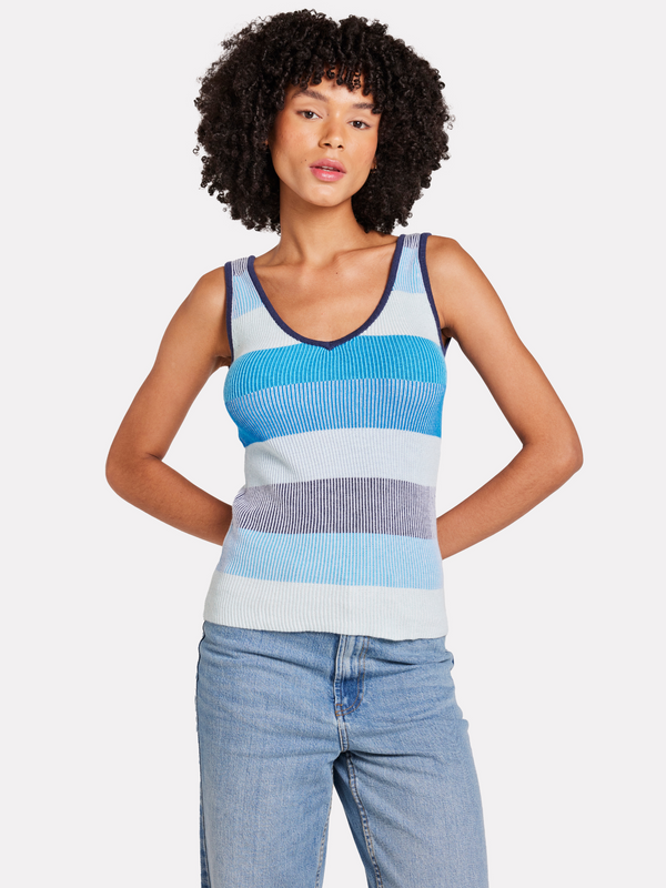 brodie Stripe Plaited Vest BLUE TONES