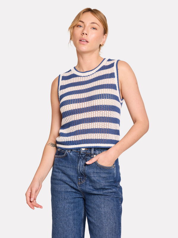 Brodie Stripe Pointelle Tank DENIM STRIPES