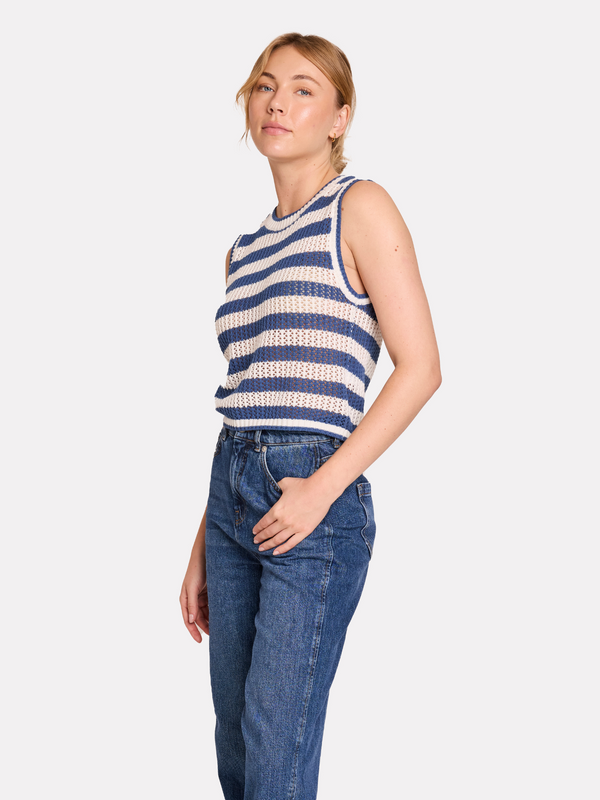 Brodie Stripe Pointelle Tank DENIM STRIPES
