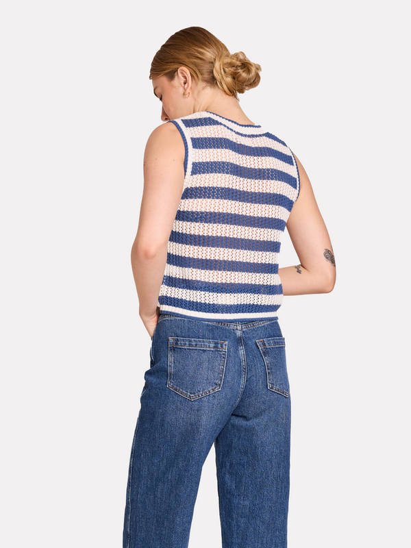 Brodie Stripe Pointelle Tank DENIM STRIPES