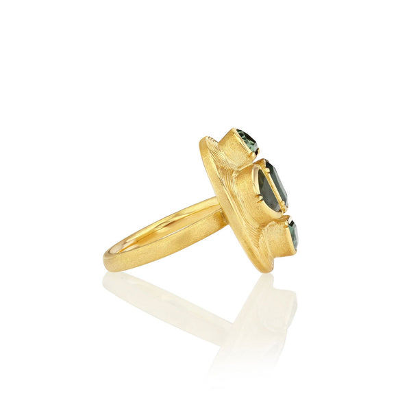Brooke Gregson Albers Engraved Indicolite Tourmaline Sapphire Ring