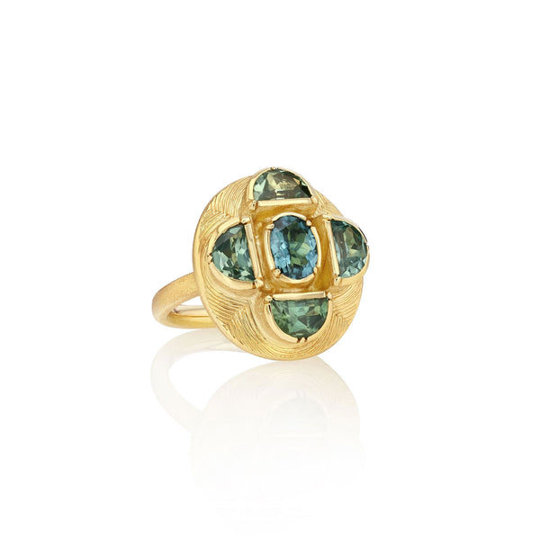 brooke gregson Albers Engraved Indicolite Tourmaline Sapphire Ring