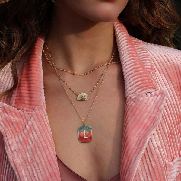Brooke Gregson Alphabet Sunrise Enamel Letter Necklace