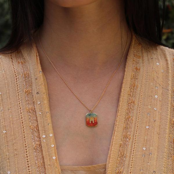Brooke Gregson Alphabet Sunrise Enamel Letter Necklace (Small)