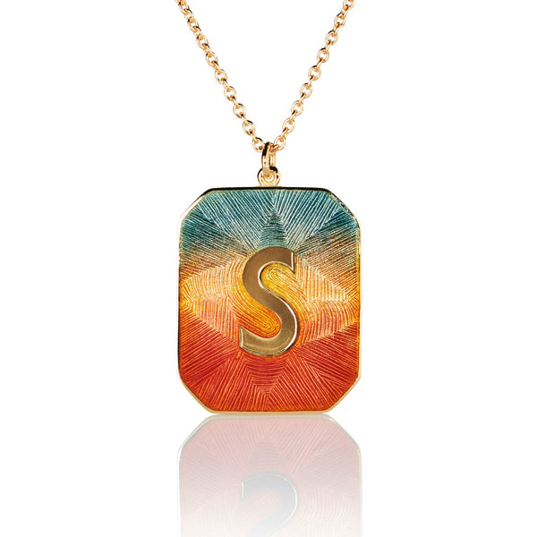 brooke gregson Alphabet Sunrise Enamel Letter Necklace