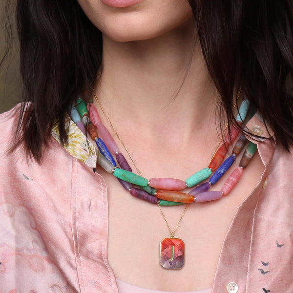 Brooke Gregson Alphabet Sunset Enamel Letter Necklace