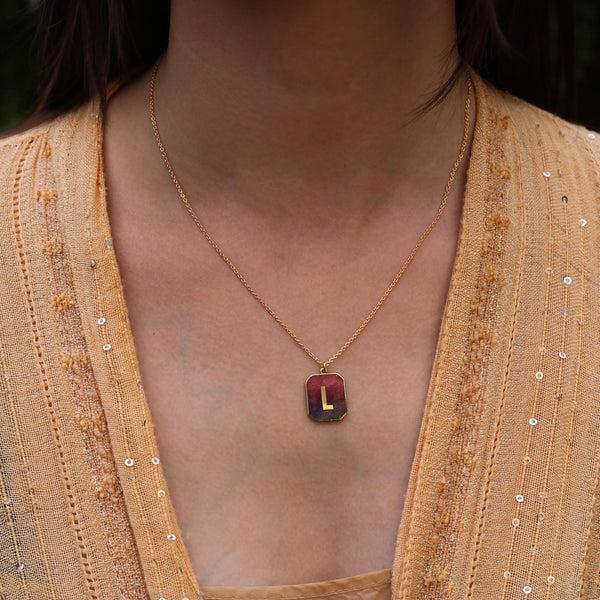 Brooke Gregson Alphabet Sunset Enamel Letter Necklace (Small)