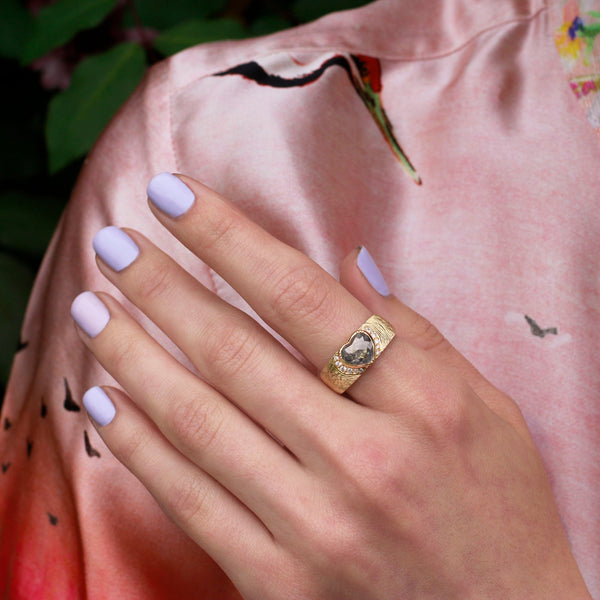 Brooke Gregson Artemis Engraved Diamond Heart Ring