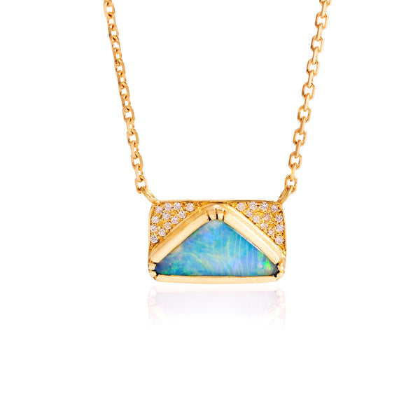 brooke gregson Boulder Opal Diamond Geo Necklace