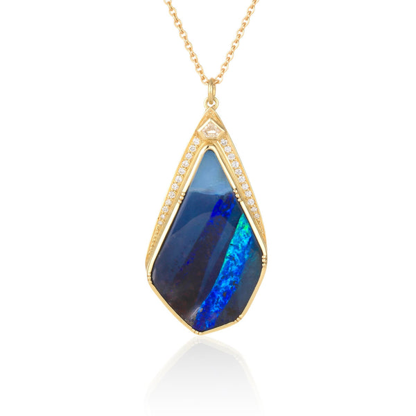 brooke gregson Boulder Opal Shield Halo Necklace