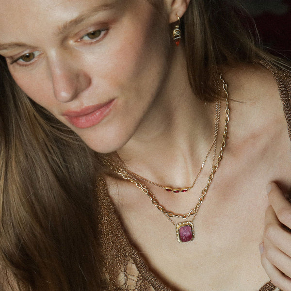 Brooke Gregson Buddah Engraved Ruby Necklace