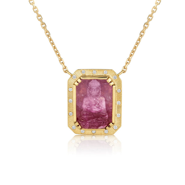 brooke gregson Buddah Engraved Ruby Necklace