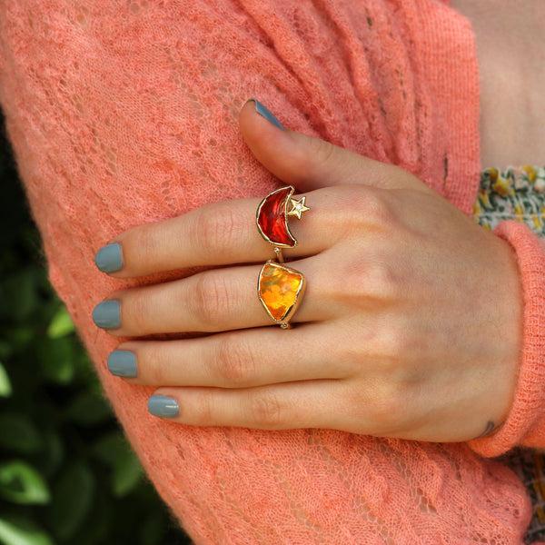 Brooke Gregson Crescent Moon Fire Opal Star Ring