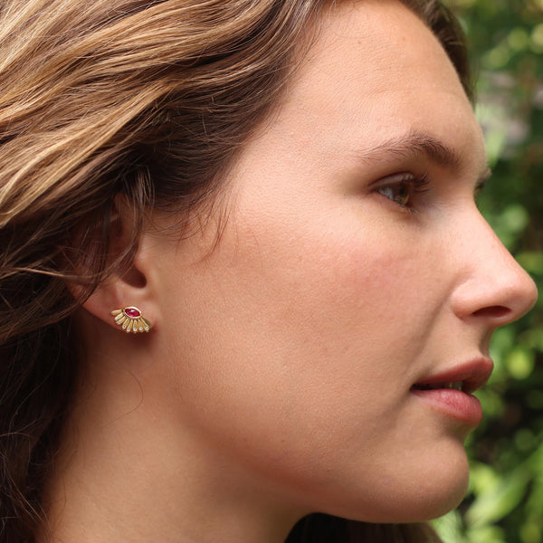 Brooke Gregson Daisy Dewdrop Ruby Stud Earrings