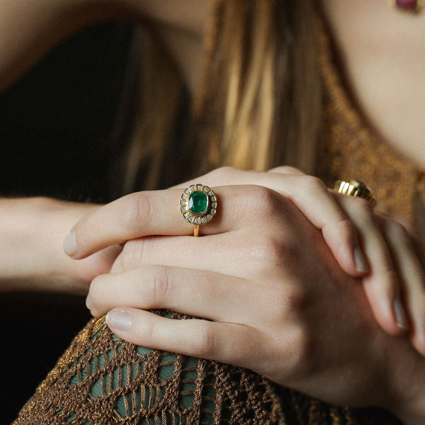 Brooke Gregson Emerald Diamond Crown Ring