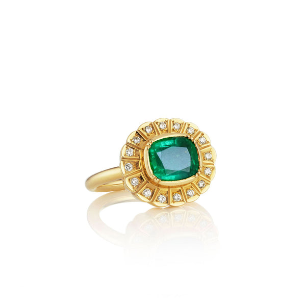 brooke gregson Emerald Diamond Crown Ring