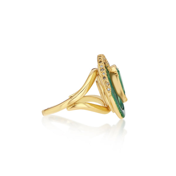brooke Gregson Emerald Diamond Enamel Snake Ring