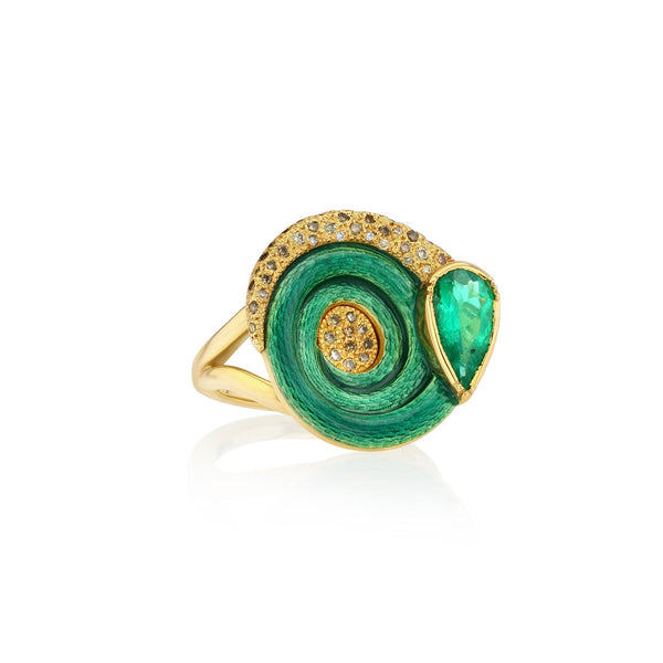 brooke gregson Emerald Diamond Enamel Snake Ring