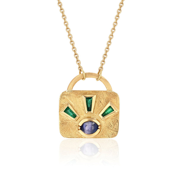 brooke gregson Emerald Sapphire Lock Necklace