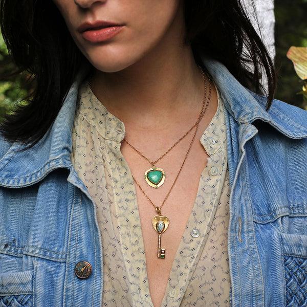Brooke Gregson Engraved Chrysoprase Heart Necklace