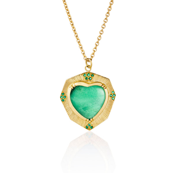 brooke gregson Engraved Chrysoprase Heart Necklace