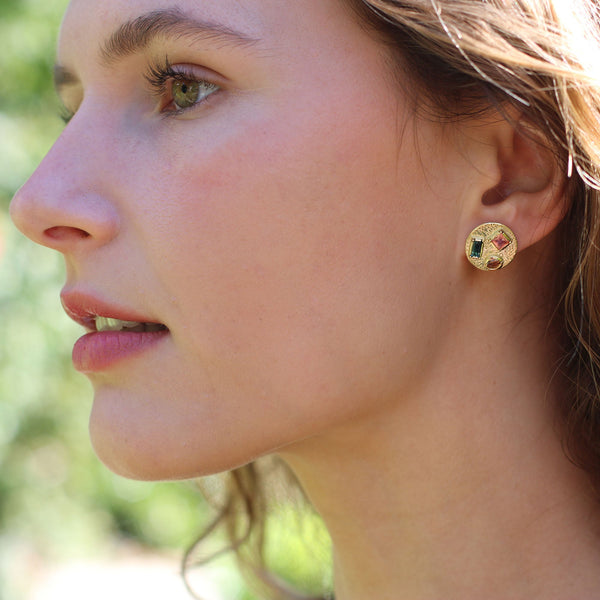 Brooke Gregson Engraved Sapphire Stud Earrings