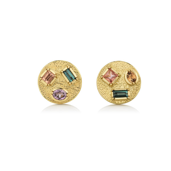 brooke gregson Engraved Sapphire Stud Earrings