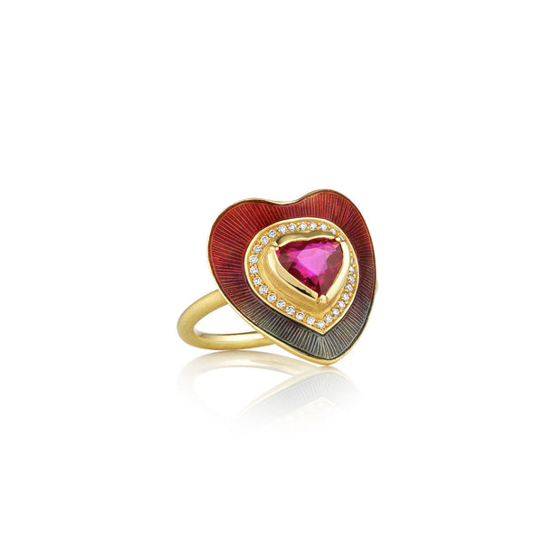 brooke gregson Heart Ruby Diamond Enamel Ring