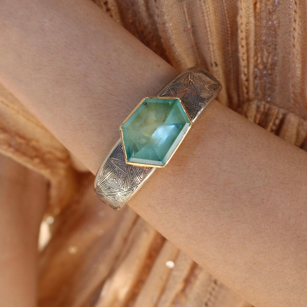 Brooke Gregson Hera Engraved Aquamarine Cuff
