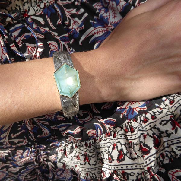 Brooke Gregson Hera Engraved Aquamarine Cuff
