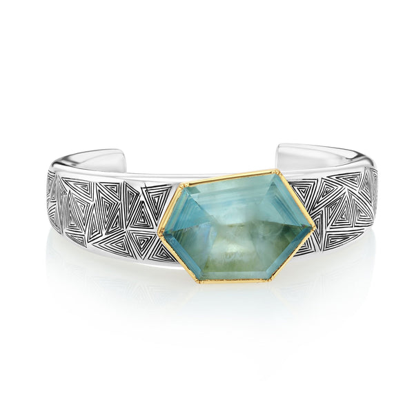 brooke gregson Hera Engraved Aquamarine Cuff