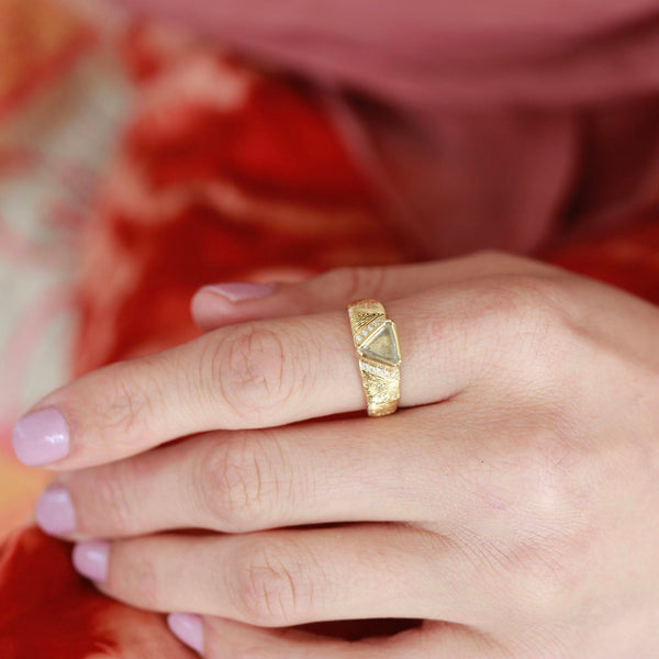 Brooke Gregson Hera Engraved Macle Diamond Ring