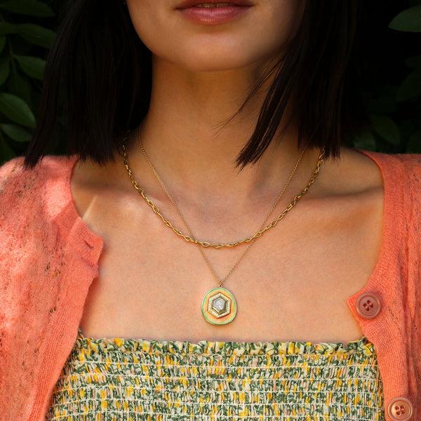 Brooke Gregson Mandala Diamond Enamel Necklace