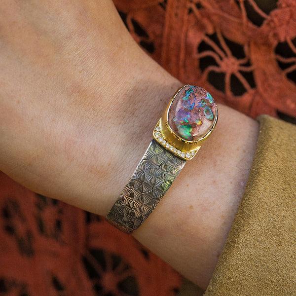 Brooke Gregson Matrix Fire Opal Engraved Cuff