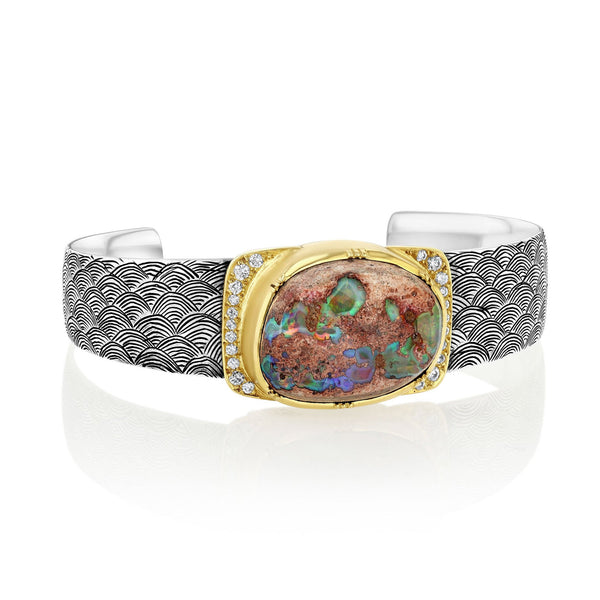 brooke gregson Matrix Fire Opal Engraved Cuff