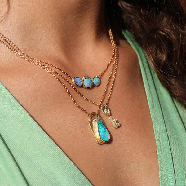 Brooke Gregson Opal Diamond Lock Necklace
