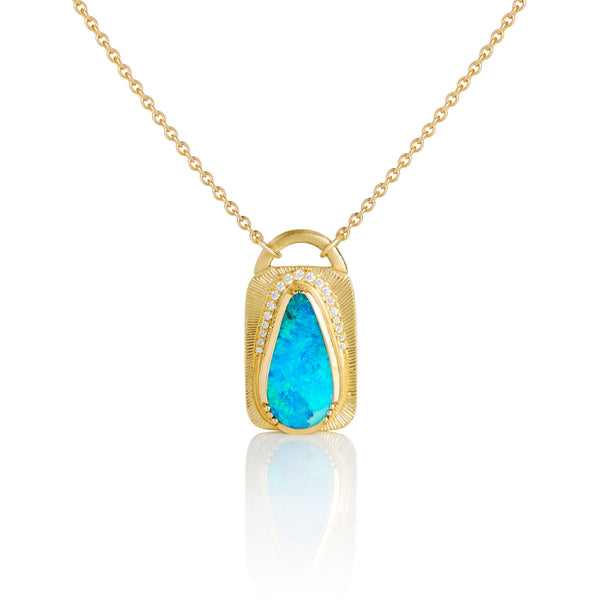 brooke gregson Opal Diamond Lock Necklace