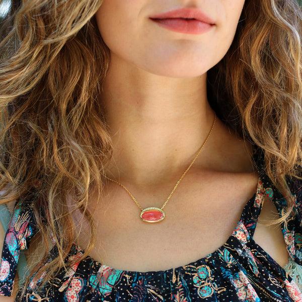 Brooke Gregson Orbit Rhodochrosite Halo Necklace