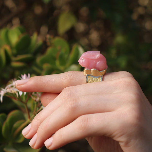 Brooke Gregson Pink Opal Bunny Basket Weave Ring