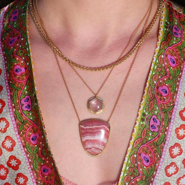 Brooke Gregson Rhodochrosite Halo Diamond Necklace