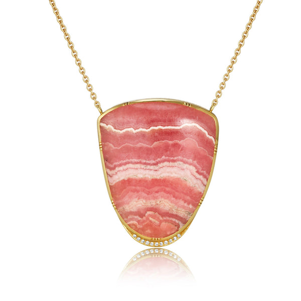 brooke gregson Rhodochrosite Halo Diamond Necklace