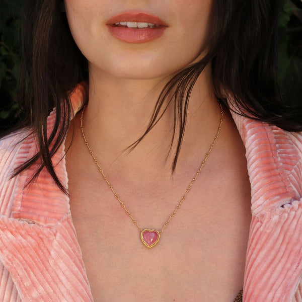 Brooke Gregson Rhodochrosite Heart Twist Necklace