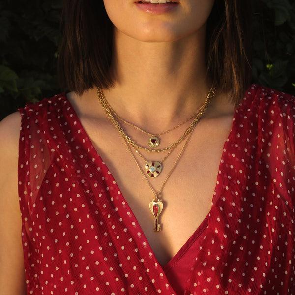 Brooke Gregson Rhodonite Ruby Key Heart Necklace