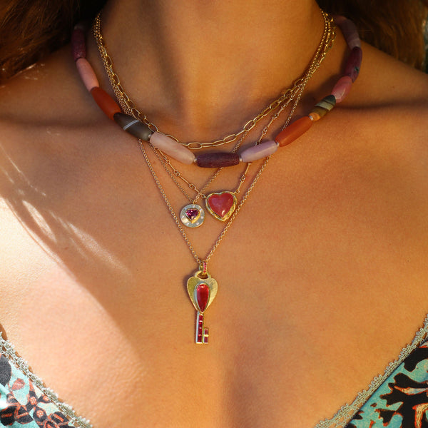 Brooke Gregson Rhodonite Ruby Key Heart Necklace