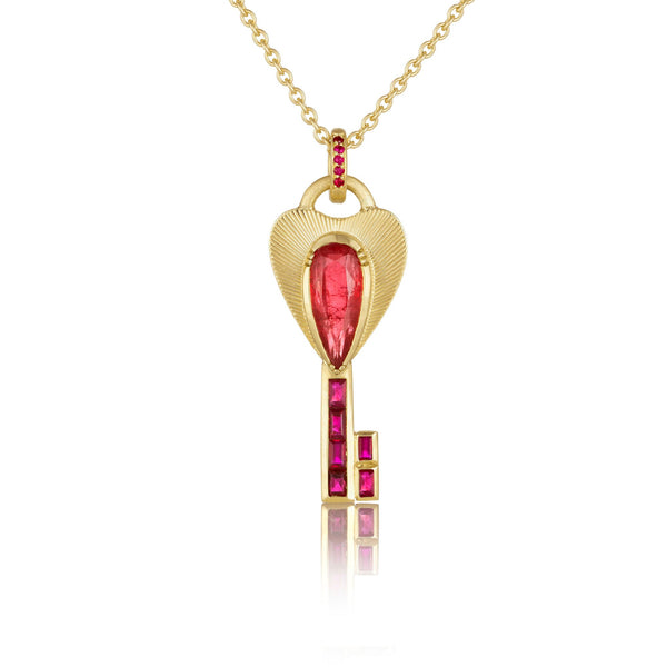 brooke gregson Rhodonite Ruby Key Heart Necklace