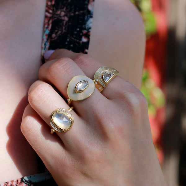 Brooke Gregson Talisman Diamond Cream Enamel Ring