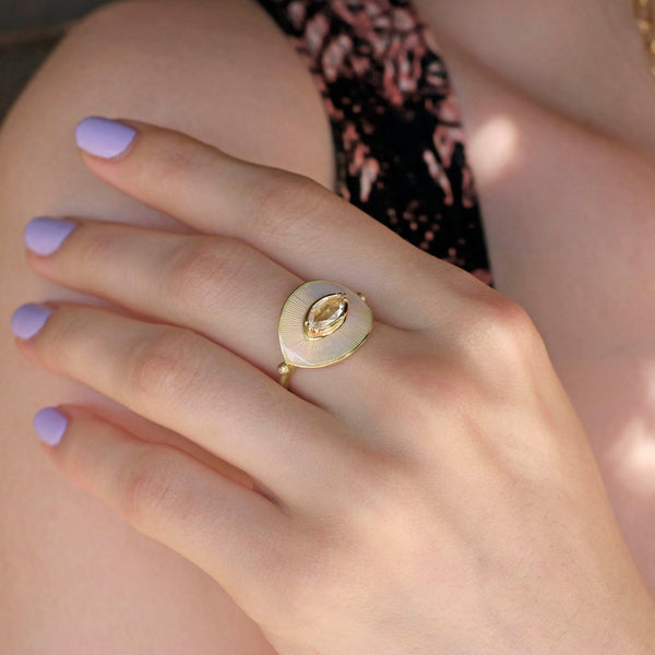 Brooke Gregson Talisman Diamond Cream Enamel Ring