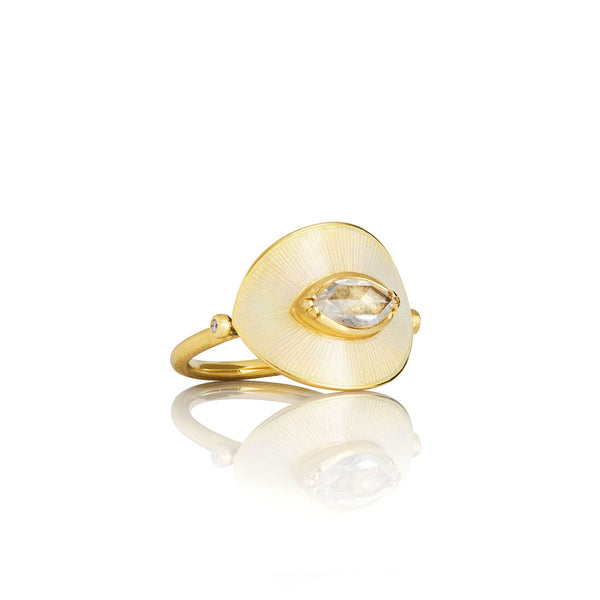 brooke gregson Talisman Diamond Cream Enamel Ring